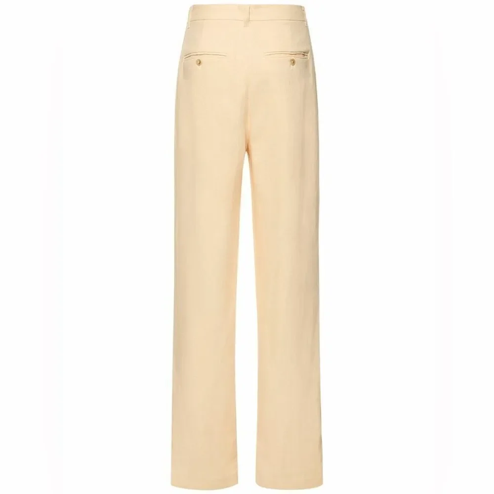 NWT Anine Bing Jay Straight Cream Pants Linen Size 30